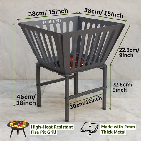 ecofynd Foldable Iron Fire Pit – Heavy Duty, High Heat & Portable