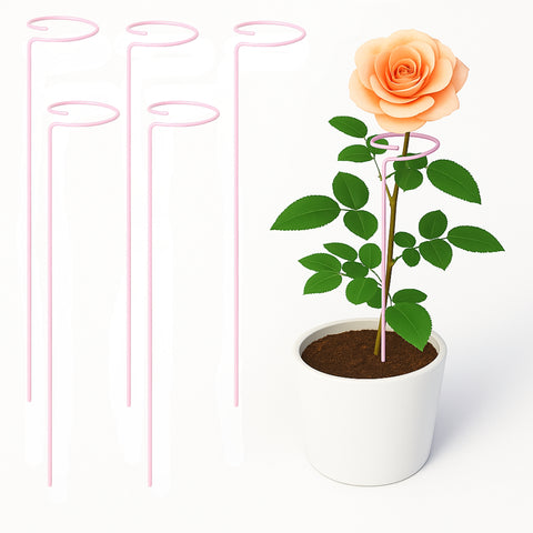 ecofynd Pink Metal Plant Trellis – 18 Inch Rust-Resistant Stake