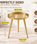 ecofynd Multipurpose Aurelia II Foldable Golden Metal Coffee Table (3 Legs)