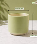 ecofynd Ecofynd 6 Inch Light Green Ceramic Cachepot Planter with Drainage