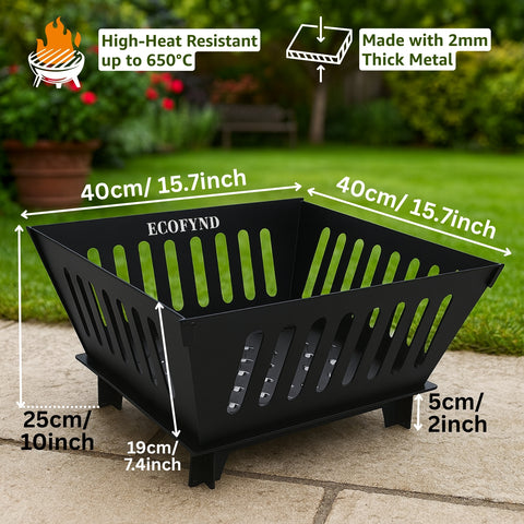 ecofynd Foldable Iron Fire Pit – Heavy Duty & Portable