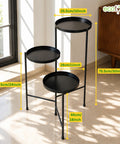 ecofynd Ecofynd Troy 3-Tier Foldable Metal Plant Stand for Balcony & Garden (Black)
