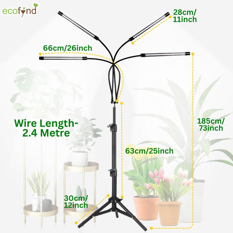 ecofynd Kaira4 Grow Light for Indoor Plants | Dual Spectrum Red & Blue LED with 4/8/12 Hour Timer