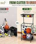 ecofynd Sports Equipment Organizer Rack with Side Racket Holder
