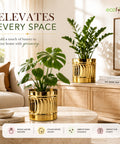 ecofynd Set of 2 Cylindrical Metal Planter – 6/7 Inch, Symmetrical Design