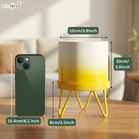 ecofynd Ecofynd Lucas Tabletop Metal Planter with Yellow Stand
