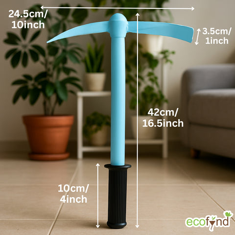 ecofynd Heavy Duty Garden Tiller with Wooden Handle – Sky Blue