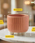ecofynd Ecofynd Peach 3.5 Inch Ribbed Ceramic Cachepot Planter with Drainage Hole