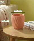 ecofynd Ecofynd Peach Twisted 4 Inch Ceramic Cachepot Planter for Indoor Plants