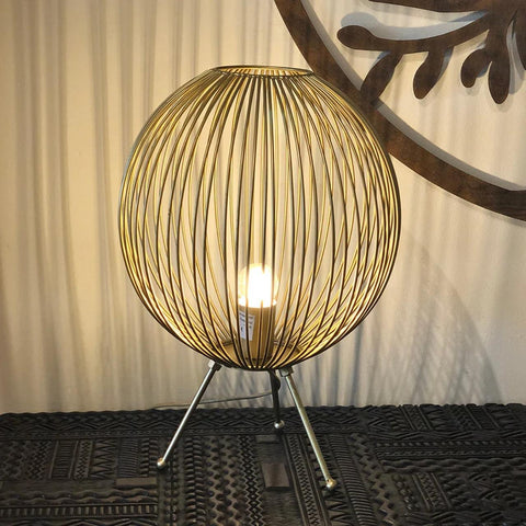 Ecofynd Ecofynd Round Metal Table Lamp – Gold Utility Light