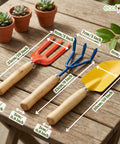 ecofynd 3 Pcs Gardening Hand Tools Set (Cultivator, Trowel, Fork with Wooden Handle)
