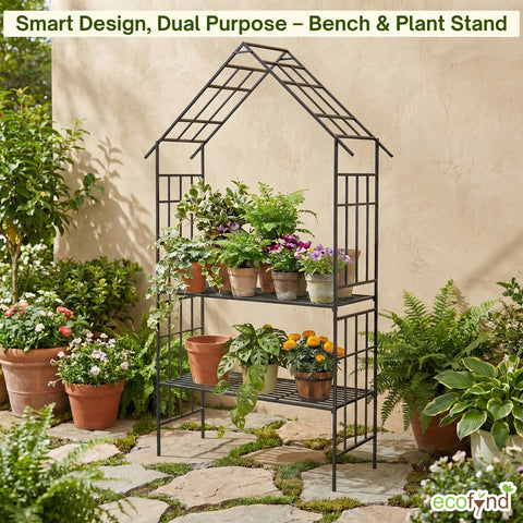 ecofynd Ecofynd Black Arbor 2 Seater Garden Bench for Outdoors Hut Shaped