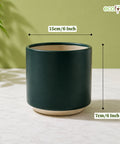 ecofynd Ecofynd 6 Inch Dark Green Ceramic Cachepot Planter with Drainage