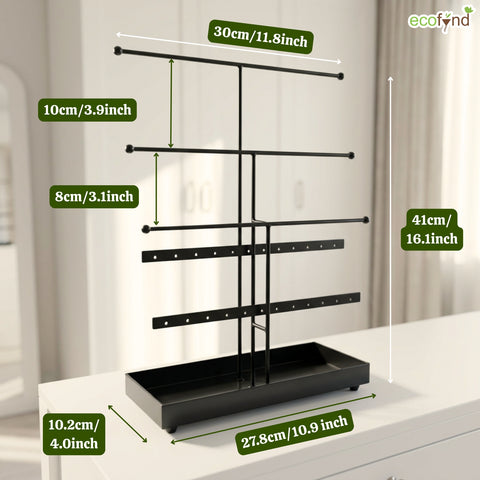 ecofynd 5-Tier Black Metal Jewelry Organizer Stand