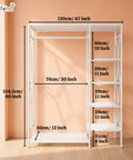ecofynd Heavy Duty Metal Garment Rack with 5 Storage Shelves & Hanging Rod