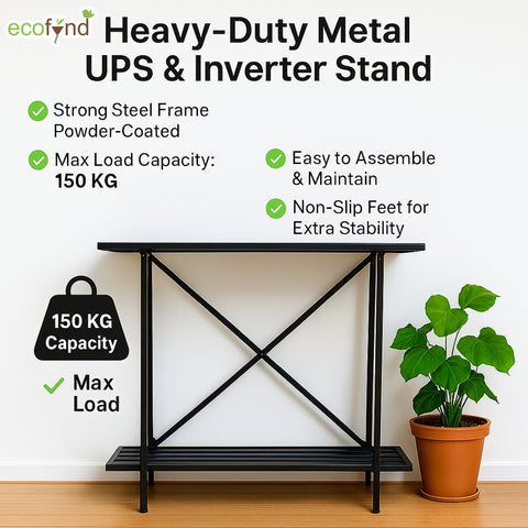 ecofynd 2-Tier Black UPS Stand for Home and Office