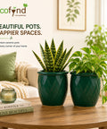 ecofynd 4 Inch Ceramic Plant Pots with Drainage Hole