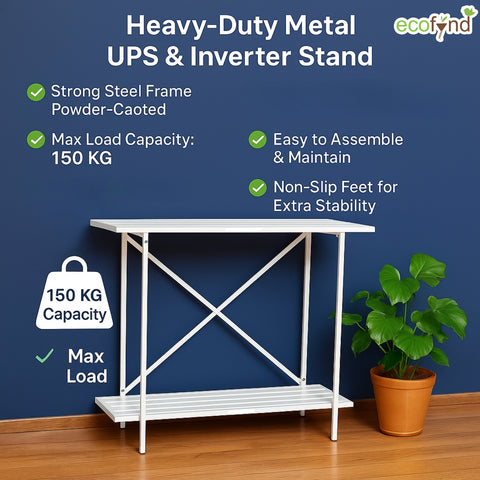 ecofynd 2-Tier White UPS Stand for Home and Office