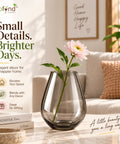 ecofynd Glass Vase for Flowers & Decor – Diamond Shaped | Clear Gray
