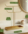 ecofynd Ecofynd 2-Tier Jewelry Hanger Stand with Storage Tray (Golden)