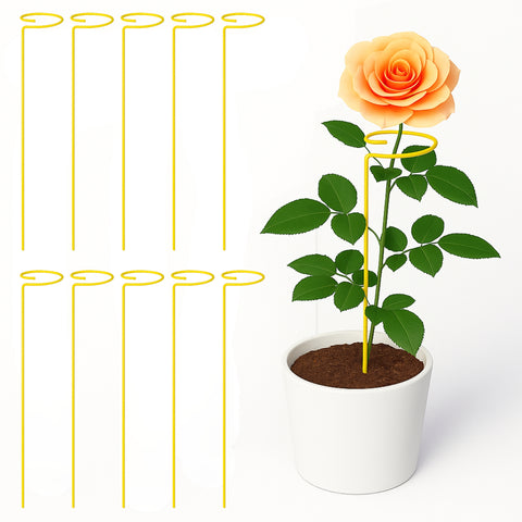 ecofynd Yellow Metal Plant Trellis – 18 Inch Rust-Resistant Stake