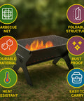 ecofynd Portable Charcoal Barbeque Grill – High-Quality Net & Fast Setup