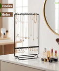 ecofynd Ecofynd 2-Tier Black Metal Jewelry Organizer Stand with 11 Hooks & 10 Earring Holes
