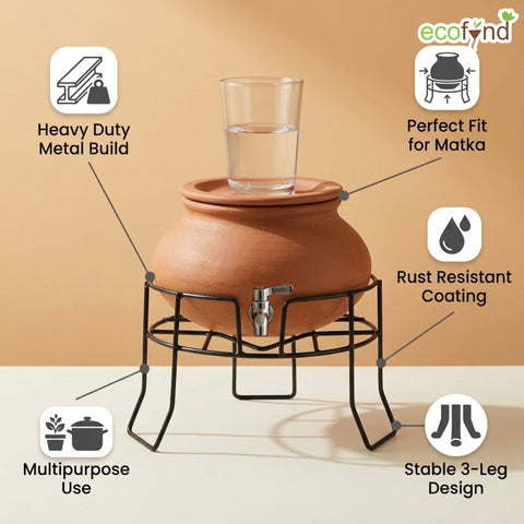 ecofynd Ecofynd Small Metal Matka Stand for Kitchen - Style 2