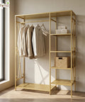 ecofynd Heavy Duty Metal Garment Rack with 5 Storage Shelves & Hanging Rod