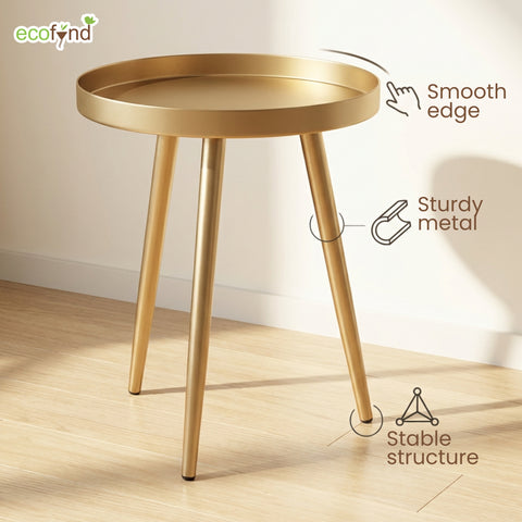 ecofynd Multipurpose Aurelia II Foldable Golden Metal Coffee Table (3 Legs)