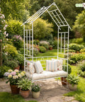 ecofynd Ecofynd White Arbor 2 Seater Garden Bench for Outdoors Hut Shaped