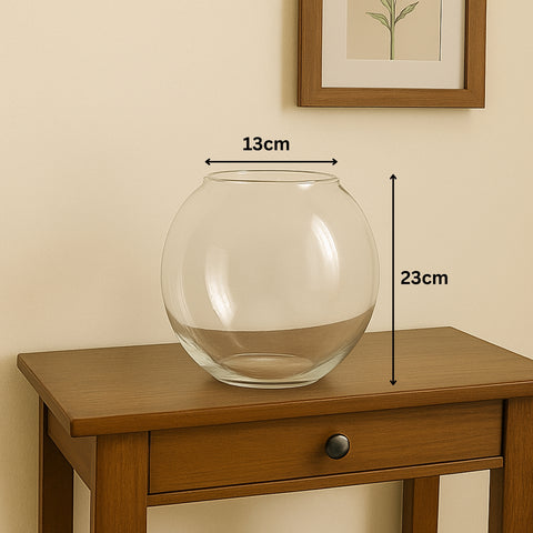 ecofynd Glass Vase for Flowers & Décor – Clear Globe Shape | Transparent