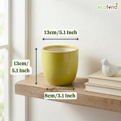 ecofynd Ecofynd Light Green 5 inch Ceramic Cachepot Planter for Indoor Plants