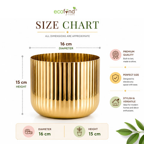 ecofynd Linea Patterned Golden Groove Planter 6.2 Inches