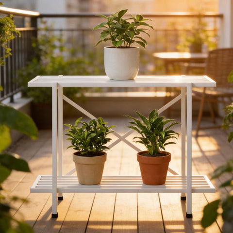 ecofynd 26 Inch Adam Metal Plant Stands for Outdoor Balcony