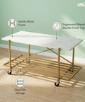 ecofynd Modern 2-Tier Centre Table (35 Inch, White & Gold Metal Frame)