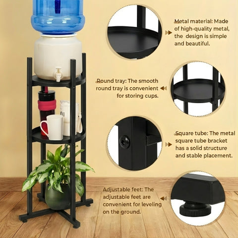 ecofynd Ecofynd HydroNest 2-Tier Black Water Dispenser Stand with Storage Shelf
