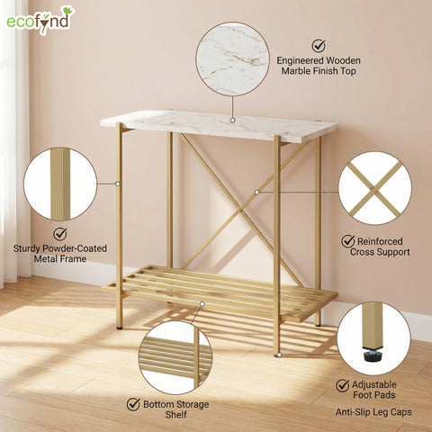 ecofynd 26 Inch 2 Tier Console Table