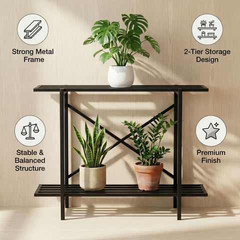 ecofynd 26 Inch Adam Metal Plant Stands for Outdoor Balcony