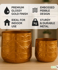 ecofynd Premium Golden Metal Planter – 7 and 5 Inch, Symmetrical Oval Design