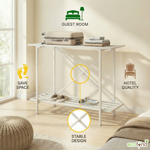 ecofynd 2-Tier White Metal Luggage Rack