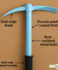 ecofynd Heavy Duty Garden Tiller with Wooden Handle – Sky Blue