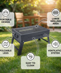 ecofynd Portable and Foldable Charcoal Barbeque Grill – High-Quality Net & Fast Setup