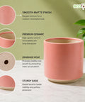ecofynd Ecofynd 6 Inch Pink Ceramic Cachepot Planter with Drainage