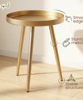 ecofynd Multipurpose Aurelia I Foldable Golden Metal Coffee Table (3 Legs)