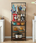 ecofynd 4-Tier Storage Rack with Hanging Hooks for Kitchen Organizer