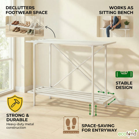 ecofynd 2-Tier Metal Storage Bench for Entryway