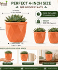 ecofynd 4 Inch Ceramic Plant Pots with Drainage Hole