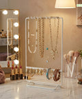 ecofynd Ecofynd 2-Tier White Metal Jewelry Organizer Stand with 11 Hooks & 10 Earring Holes