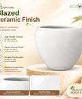ecofynd 5.1 Inch White Ceramic Plant Pots with Drainage Hole
